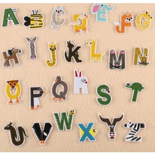 10 same pcs/lot Animal Embroidered Alphabet Letters Clothes Patch