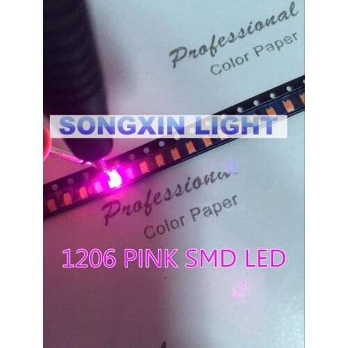 20pcs SMD 1206 (3216) Pink LED Chip 20mA DC 3V SMT Surface Mount Light Emitting Diode Lamp Bulb Electronics Components for PCB