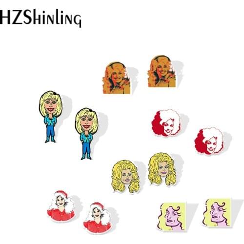 2019 New Dolly Parton Acrylic Earring Country Music Singer Queen Stud Earrings Epoxy Fashion Earring