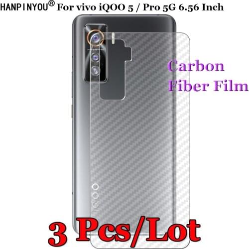 3 Pcs/Lot For vivo iQOO 5 / Pro 5G 6.56" 3D Non-slip Clear Carbon Fiber Back Film Screen Protector Protective Sticker