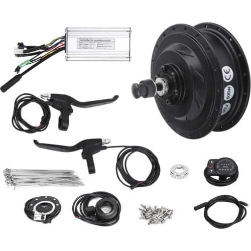 36V 500W Electric Bike Front Wheel Hub Motor Set with KT-900S Display Meter for 12G Wheel Electric Bicycle DIY Conversion Kit
