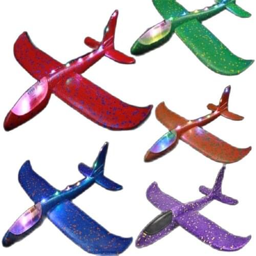 48cm EPP Foam Throwing Flying Airplane Aircraft flashing led Fly Plane Hand Throw Plane Puzzle Model Toys