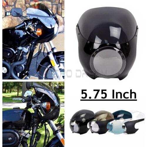 5-3/4" Cafe Racer Headlight Fairing Windscreen For Harley Triumph Scrambler 5.75" Front Head Light Fairings Mask Cowl Windshield