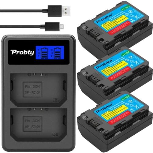 PROBTY NP-FZ100 NP FZ100 NP FZ100 NPFZ100 camera battery for Sony Alpha 9 A9 9R A9R 9S A9S A7RIII A7R3 7RM3 A7m3 BC-QZ1