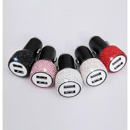Diamond-mounted Car Phone Safety Hammer Charger Dual USB Fast-charged Diamond Car Phone Aluminum Alloy Car Charger
