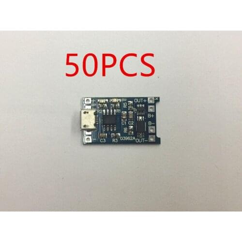 Automatic Protection! 50PCS Micro USB 5V 1A 18650 TP4056 Lithium Battery Charger Module Charging Board With Dual Functions
