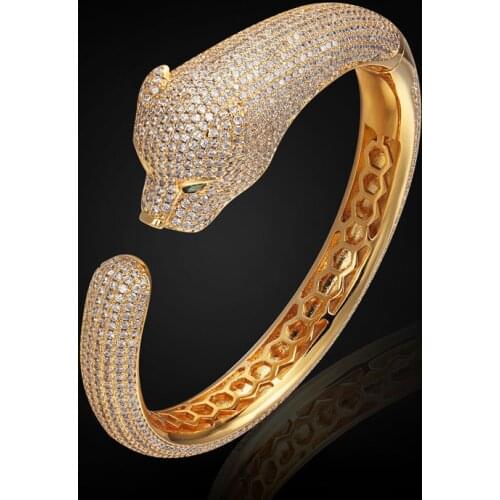 Blucome Mens Bangle Statement leopard Bangles Brand Men Jewelry Zircon Bangles & Bracelet For Women Pulseira Feminina Pulseira