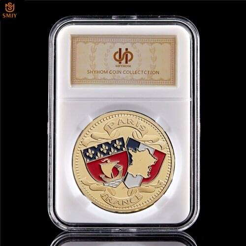 Eiffel Tower, Paris, France, Landmark Token Coin, Revolutionary Anniversary Gold Plated Collection Commemorative Coin W/PCCB