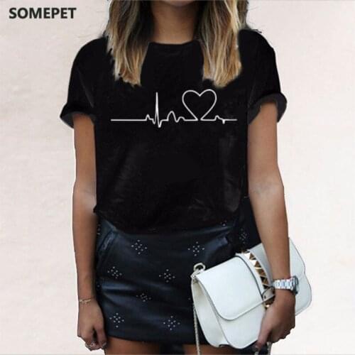 Vogue Love Print T-shirts For Women Harajuku Summer T Shirt New Fashion Tops Plus Size Female T-shirt Casual Tee Woman Clothing