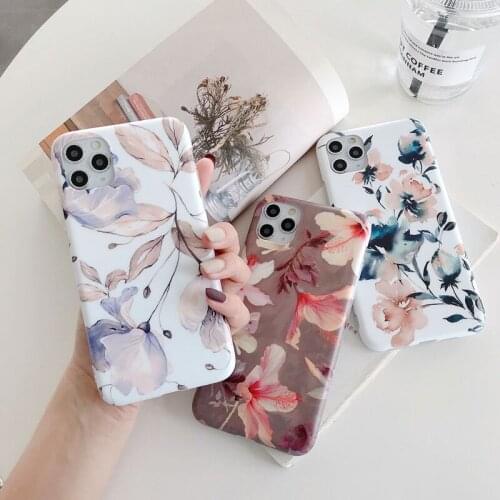 Gimfun Retro Flower Leaf Phone Cases for iPhone 11 12 Mini Pro Max XS Max X XR 7 8 Plus SE 2020 Soft Tpu Matte Shockproof Cover