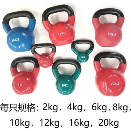 Plastic-dipped Rubber Coated Smooth Cast Iron Shiny Frosted Dumbbell Various Specifications Gym Color Portable Kettlebell