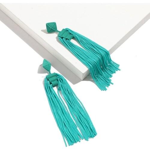 JOUVAL Handmade Beads Long Tassel Earrings For Women Trendy Dangles Drop Brincos Statement Fringe Earrings Boho Jewelry