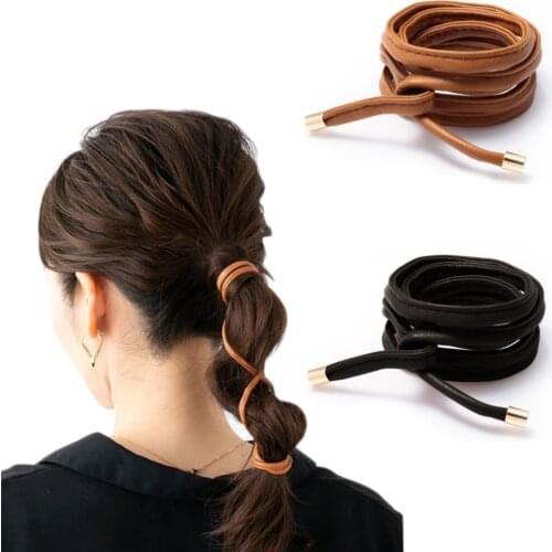 Leather Ponytail Rubber Elastic Bundle Hair Bands Women Hair Accessories Hair Ties Styling Tools Deformed Holder Bungee Bands
