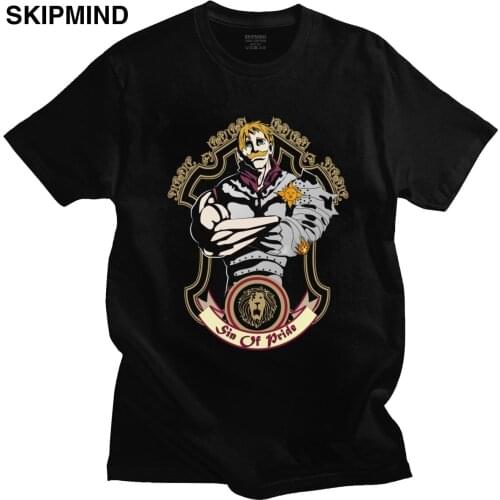 Handsome Mens Seven Deadly Sins Shirt Anime Tshirt Short Sleeve Cotton T-shirt Anime Manga Nanatsu No Taizai Escanor Tee Clothes