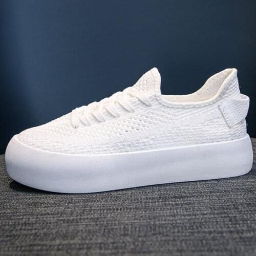 White Shoes Women 2021 Summer Mesh Breathable Platform Sneakers Lace Up Ladies Sports Shoes Round Toe chaussure femme WSH4161