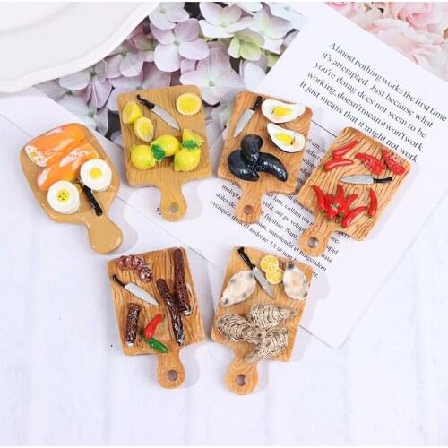 Mini 1/6 Dollhouse Minature Fried Egg Chili Cutting Board For Doll House Kitchen Accessories New