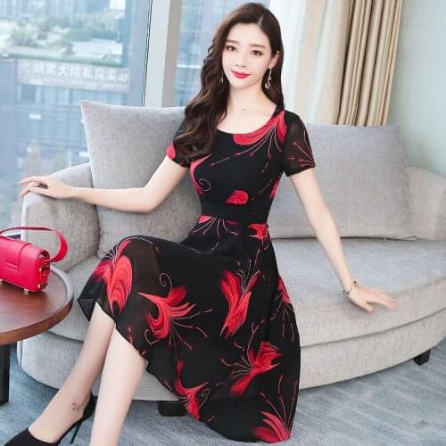 Fashion Elegant Floral Chiffon Boho Midi Dress Summer 3XL Plus Size Print Beach Maxi Sundress Women Bodycon Party Vestidos
