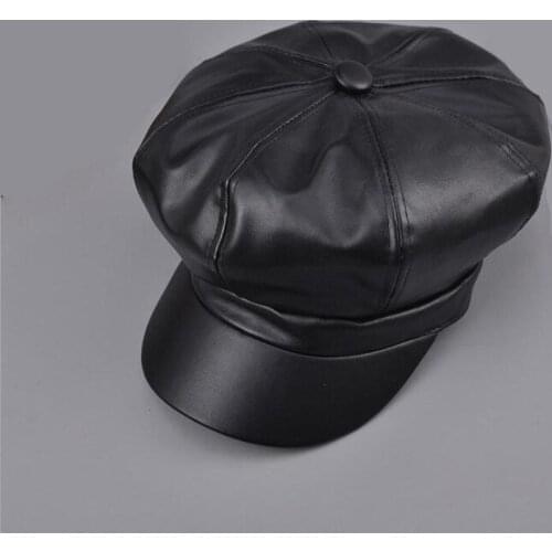 Fashion Cool PU Beret Hat for Men and Women Gorras Planas Vintage Leather Boinas Cap Winter outdoor Warm Casquette Hats