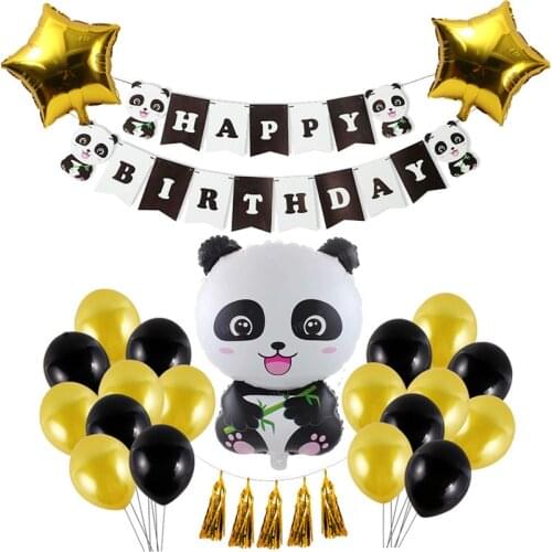 Happy birthday Panda shape Birthday party theme decoration Aluminum film balloon set Party decoration