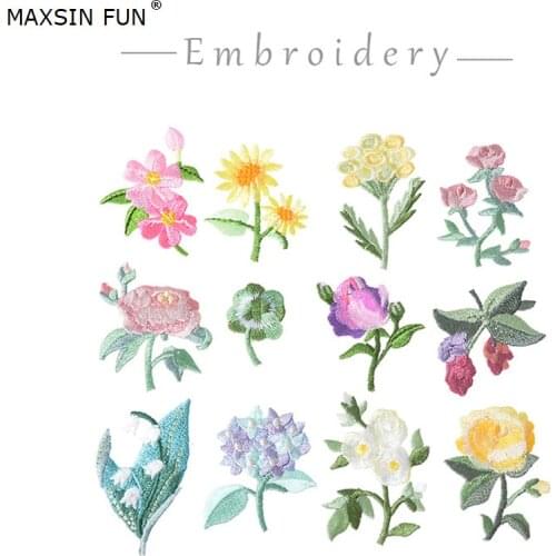 MASXIN FUN Small Flowers And Plants Embroidery Patch For Clothing Decals All-match DIY Jeans Hole Repair Decoration Applique