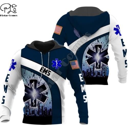 PLstar Cosmos Emergency Medical Service EMS 3D Printed Hoodies Sweatshirts Zip Hooded For Men/Women Casual Streetwear Style-E14