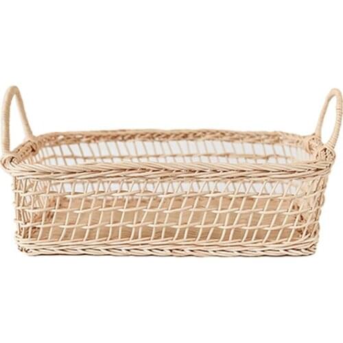 Simple and fresh rattan hollow storage basket