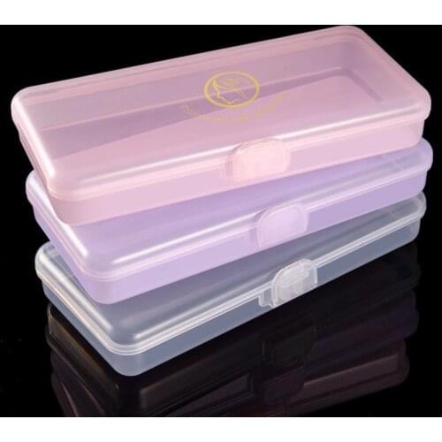 Rectangle Nail Art Storage Box Tweezers Cuticle Pusher Brushes Cleaning Cotton Pads Plastic Empty Case Manicure Container Tools