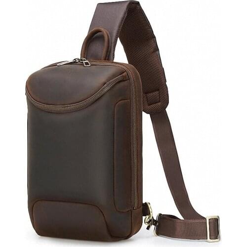 Crazy Horse Genuine Leather Crossbody Bag for Men Large Capacity Male Casual Chest Bag Fanny Pack Shoulder Messenger Bags Bolsos