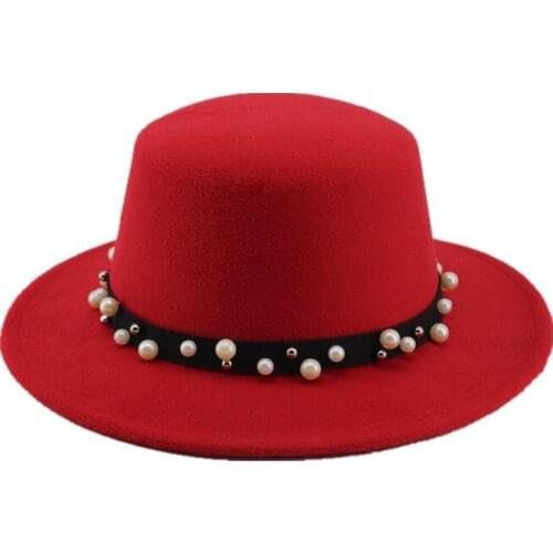 Seioum Black Wool Wide Brim Bowler Trilby Fedora Hat for Women Plain Flat Lady Felt Hats Vintage European US 6 Colors