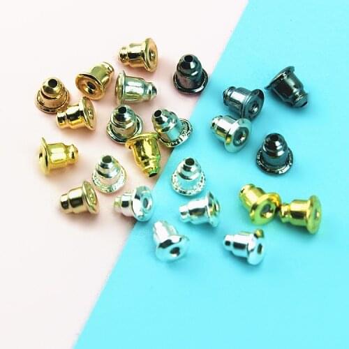 100 PCS Earrings Accessories Bullet Earplugs Plug,Metal Copper 5 Colors Earring Back DIY Jewelry Findings