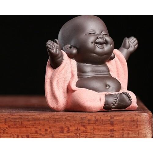 Buddha Statues Little Monk Color Ceramic Home Club Geomantic Decoration Purple Sand Figurines Tea Pet Home Decor P27