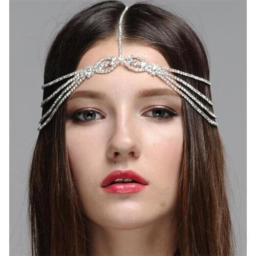 Bridal Wedding Rhinestone Head Chain Hair Jewelry for Women Exquisite Fashion Crystal Hair Chain Accessories Jewelry Gifts