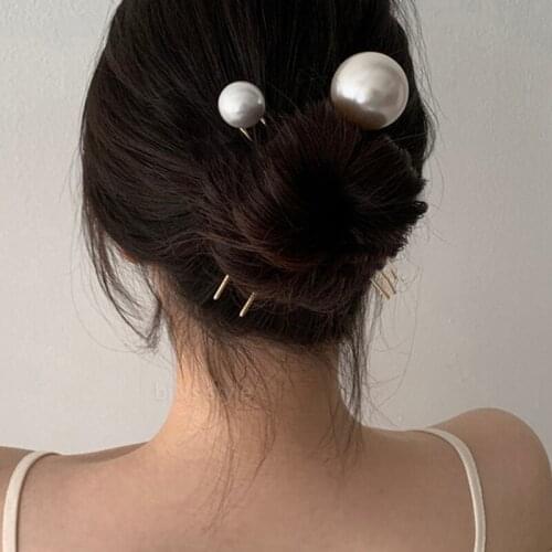 Women U-shaped Wave Pin Metal Barrette Clip Hairpins Simulated Pearl Bridal Tiara Hair Accessories Wedding Hairstyle Design Tool