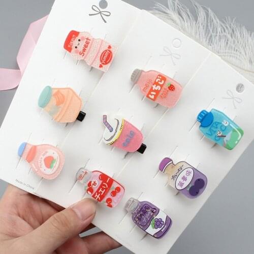 1~10Pcs Korean Drink Bottle Hairpin Girl Cute Plastic Hair Clip Funny Baby Side Clips Fashion Duckbill Barrette Hair Accessories