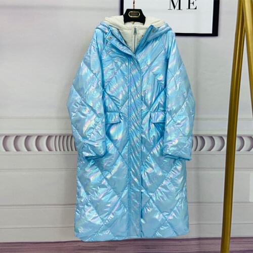 Fad Oversize White Duck Down Hooded Womens Jackets Long Loose Bubble Coats Parka Female Warm Winter Doudoune Femme Korean Style