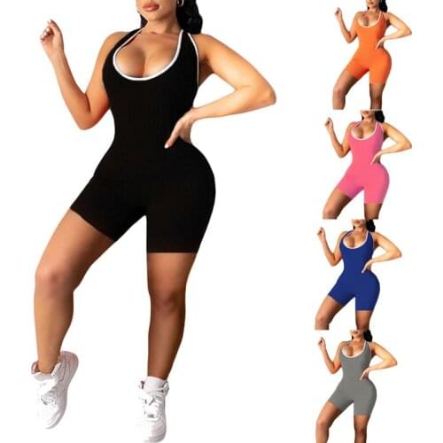 Women Jumpsuit, Adults U-Neck Sleeveless Playsuit One-Piece Pants Sportswear For Summer, S/M/L/XL/XXL New Style 2021