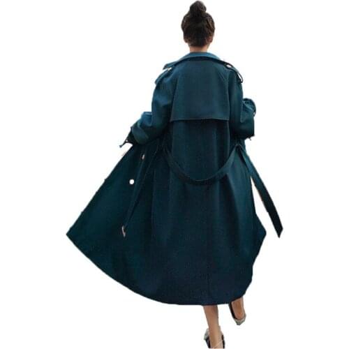 Hepburn Style High-End Wild Over-The-Knee Women Trench Coat 2021 Spring Autumn New Women Belt Lined Overwear Loose Windbreaker