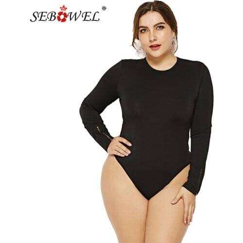 SEBOWEL Autumn Casual Large Size Women Solid Long-sleeved Bodysuit Female Plus Size O-neck Bottom Shirt Body Tops Clothes XL-6XL
