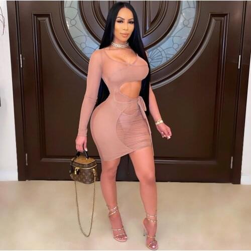 Adogirl Sexy Club Mesh See Through Dress Women One Shoulder Elegant Summer Evening Party Night Outfits Bodycon Dresses Plus Size