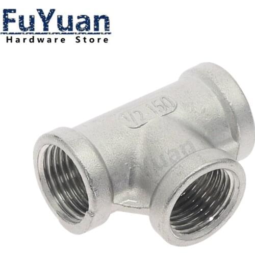 1pcs SS 304 Stainless Steel Female Threaded 3 Way Tee T Pipe Fitting 1/8" 1/4" 3/8" 1/2" 3/4" 1" 1-1/4" 1-1/2" 2" BSP Adapter
