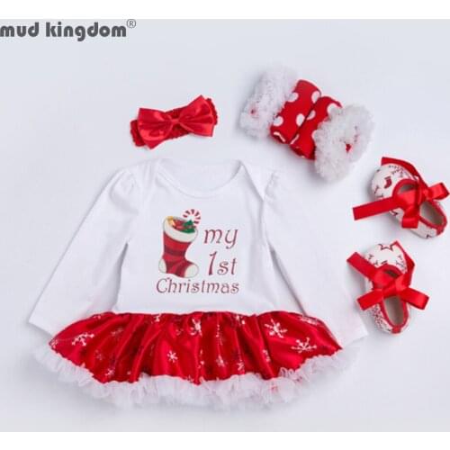 Mudkingdom Newborn Baby Girl Clothes Sets Tutu Dress Baby Christmas Outfits 4Pcs Baby Girl Clothes