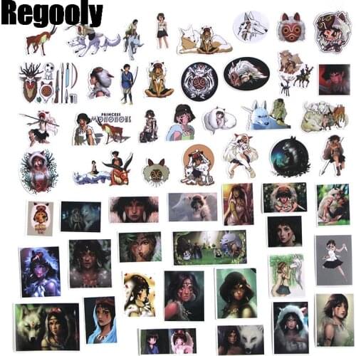 52pcs MononokeHime Scrapbooking Stickers Packs Waterproof Skateboard Luggage Motorcycle Guitar Graffiti Kid Toy decals pasters
