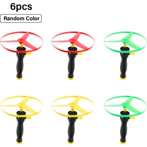 6pcs Flying Disc propeller Toys Kids Helicopter Pull String Flying Saucers Dog Pet Chaser Training Supplies