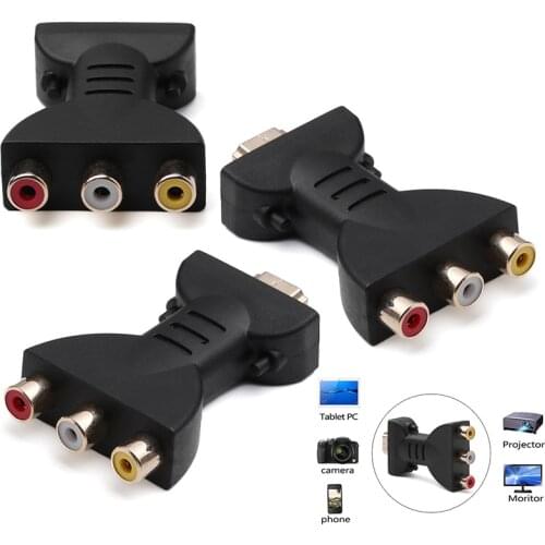 AV Digital Signal -compatible To 3 RCA Audio Adapter Component Converter Video Splitter To Vga Connector Car Accessories