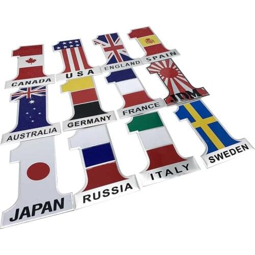 Aluminum Alloy Motorcycle1Font LOGO Sweden France Germany France Russia USA Flag Badge Emblem Deutsch Car Stickers Decal