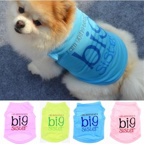 Big Sister Dog Vest Printed Cotton Jersey Spring/Summer Dog Shirt Pet Clothes For Dogs Cats Puppy Dog Clothes