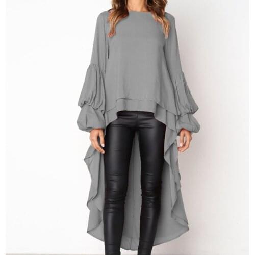 Fashion High Quality Girls Blouse Lantern Sleeve Casual Top Swallow Tail Islamism Blouses for Muslim Women Many Colors