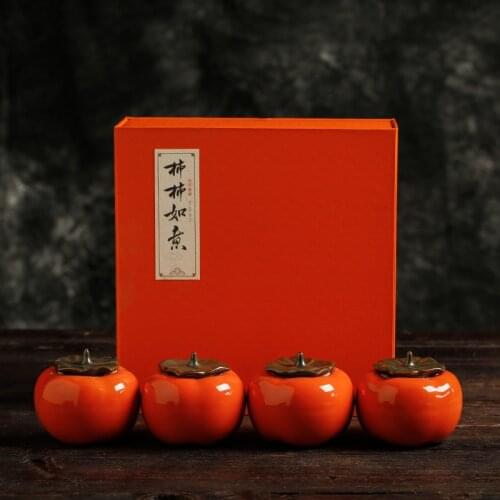 Persimmon Tea Pot Ceramic Kung Tea Set Persimmon Sealed Jar Small Tea Storage Tea Jar NO Box