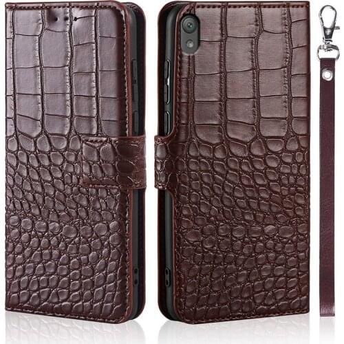 Phone Case for Sony Xperia E5 F3311 F3313 Case Wallet Crocodile Texture Leather Book Design Phone Coque Capa With Strap Card