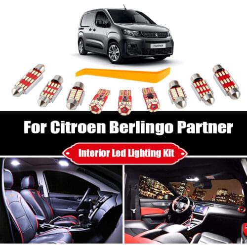 For Citroen Berlingo For Peugeot Partner B9 K9 Tepee 1996-Present Canbus Vehicle LED Interior Map Dome Trunk Light Kit